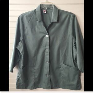 Red Cap Green Nurses Uniform Scrub Jacket Size XL